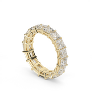 4 Carat Yellow Gold Princess Cut Diamond Eternity Ring/Band With Share Prong Setting.